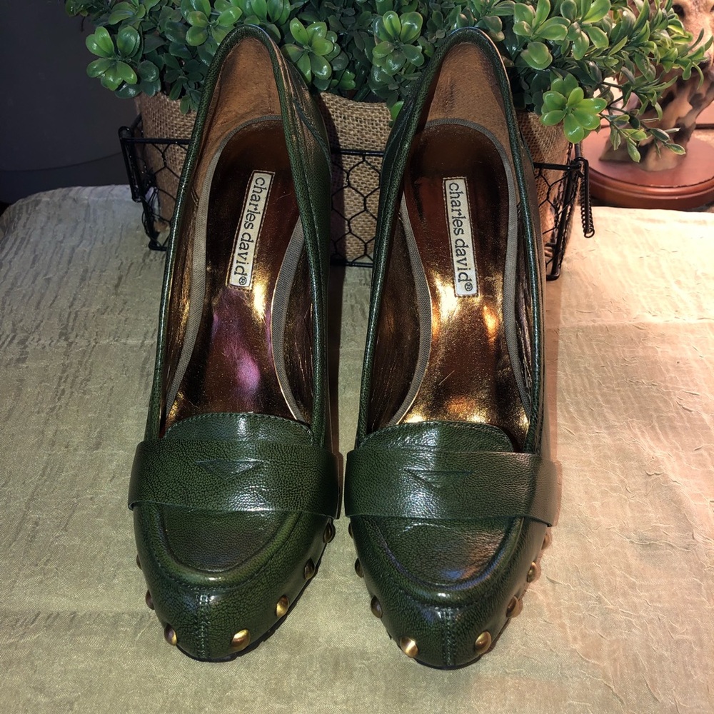 Charles David Studded Leather Heel
